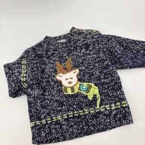 Covington Toddler Boys 12 Month Sweater Navy Blue Reindeer Christmas‎ Knit